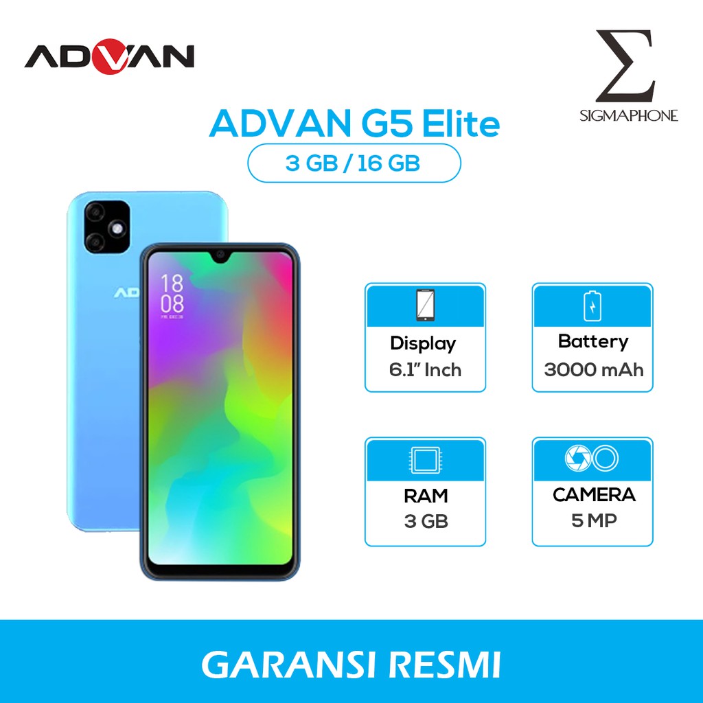 HP ADVAN G5 ELITE 4G LTE RAM 3GB/16GB SMARTPHONE ANDROID DISPLAY 6.1 INCH BATTERY 3000 MAH GARANSI R