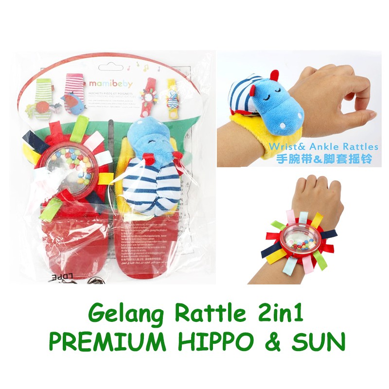 Gelang Rattle 2in1 PREMIUM Wrist Rattle Boneka Mainan Bayi Lucu Edukasi Sensori Bayi Krincingan