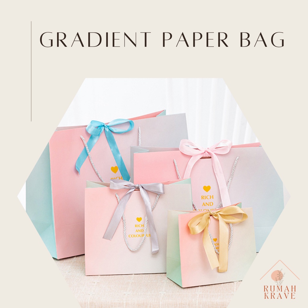 

RUMAH KRAVE - Gradient Aurora Ombre Paper Bag Paperbag Goodie Bag Pink Unicorn