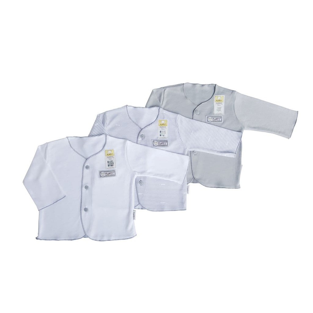  Baju  Bayi  Fluffy Panjang Abu Newborn  Isi 3Pcs BJAN 