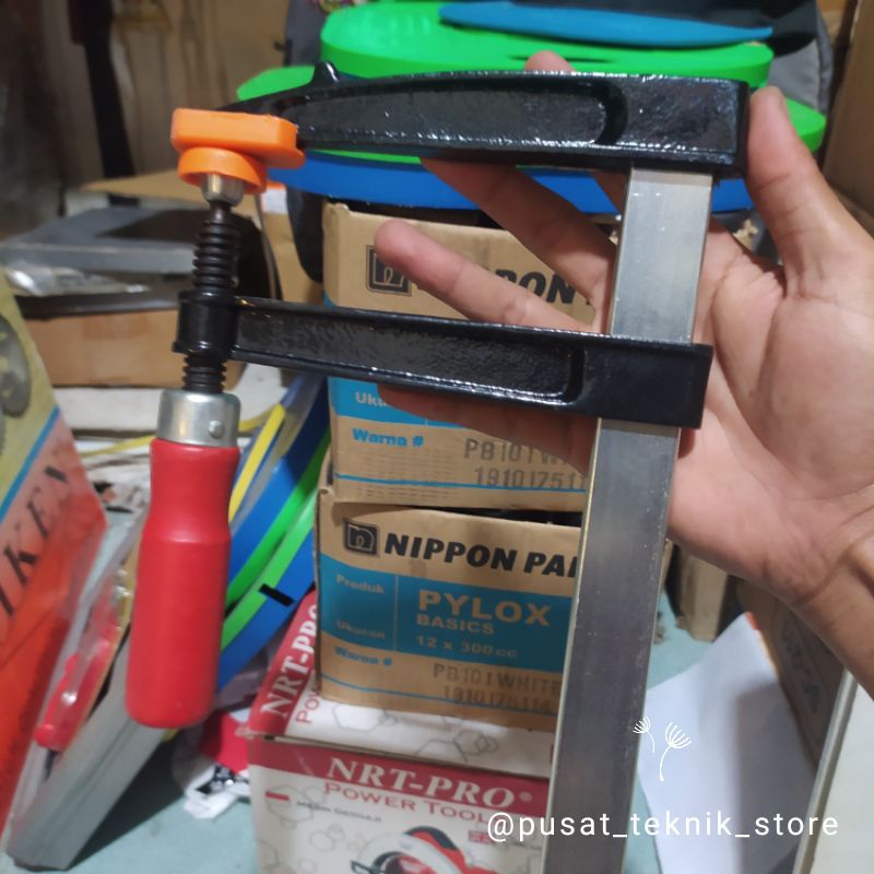 alat press kayu klem f ukuran 12 cm x 120 cm penjepit model f catok f