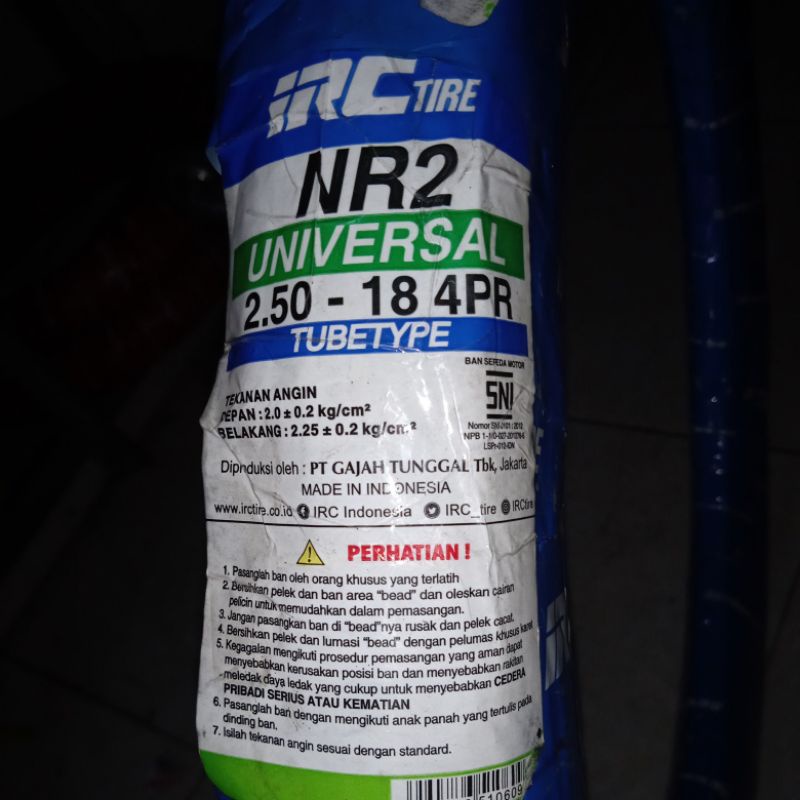 Ban Motor IRC 250-18 NR 2, Ban Luar Motor pelek ring 18
