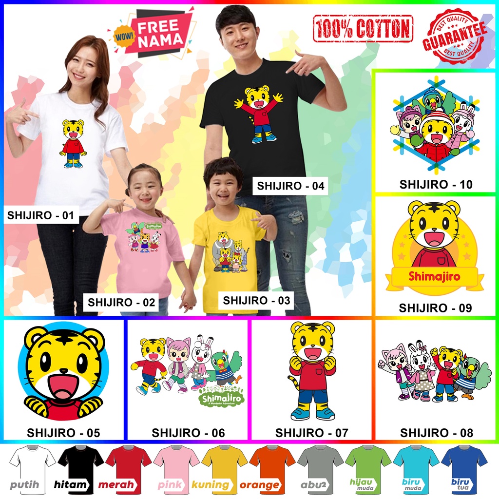 [FREE NAMA!!] Baju Kaos ANAK DAN DEWASA SHIMAJIRO BANYAK MOTIF