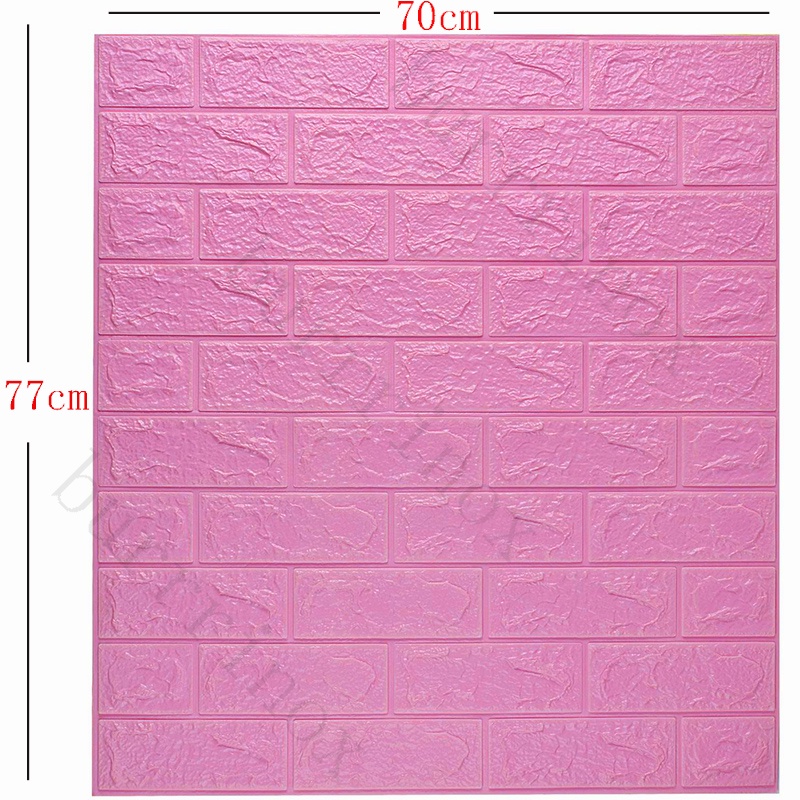 【WR】Wallpaper Dingding 3D Foam Motif Batu Bata Dekorasi Dinding Kamar Murah-Pink(3mm)