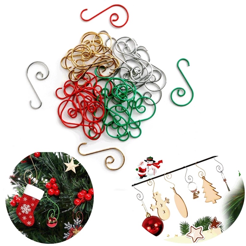 20pcs Kait S-Hook Ornamen Pohon Natal Bentuk Bola Baubles