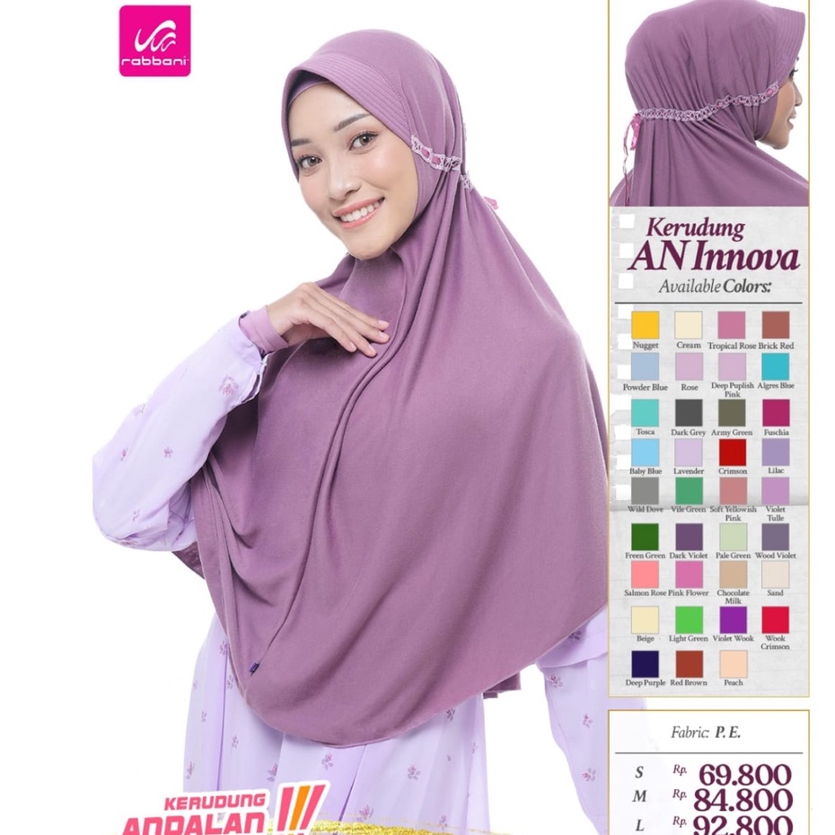 [SIZE S] KERUDUNG RABBANI SEKOLAH JILBAB RABBANI INNOVA WARNA