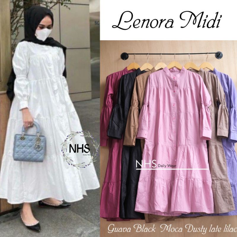 Lenora Midi Dress Bahan Katun HQ Best Seller