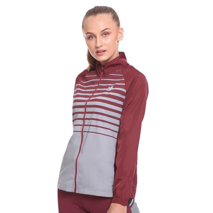 [[BISA COD]] Enzoro - Pakaian Olahraga Wanita Cardinal Stripe Jacket - Maroon - S TERBATAS Kode 1274
