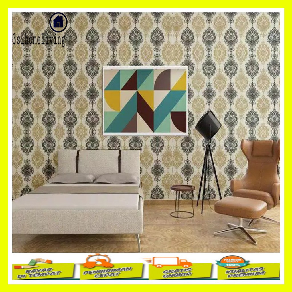 Wallpaper Dinding Batik Hitam Gold Wall Stiker Wallpaper Gold
