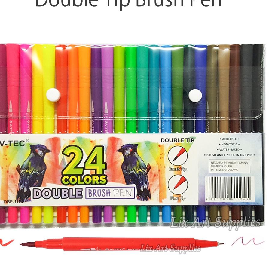 

[[DISKON]] V-TEC Double Tip Brush Pen Set 24 Colors (DBP-1124) - Paling Bagus
