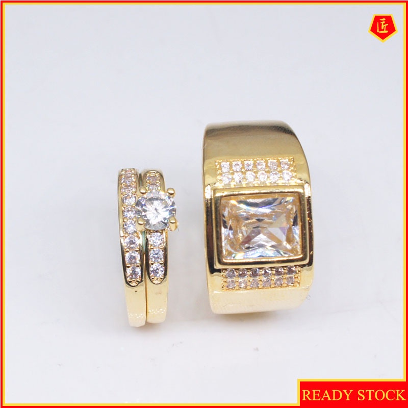 [Ready Stock]18K Gold Inlaid Moissanite Couple Ring