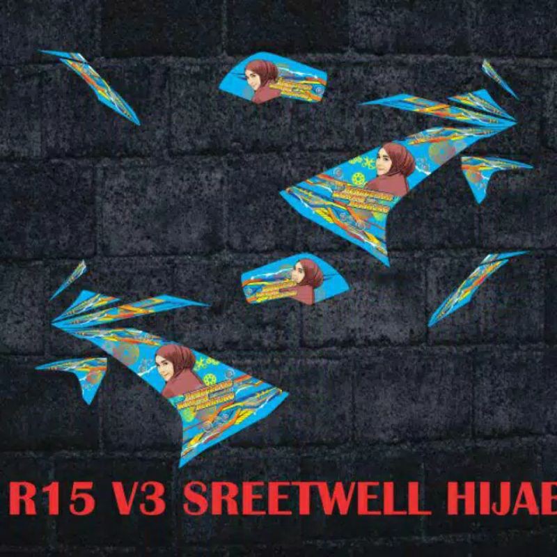 STRIPING STICKER STIKER R15 V3 WANITA BERHIJAB