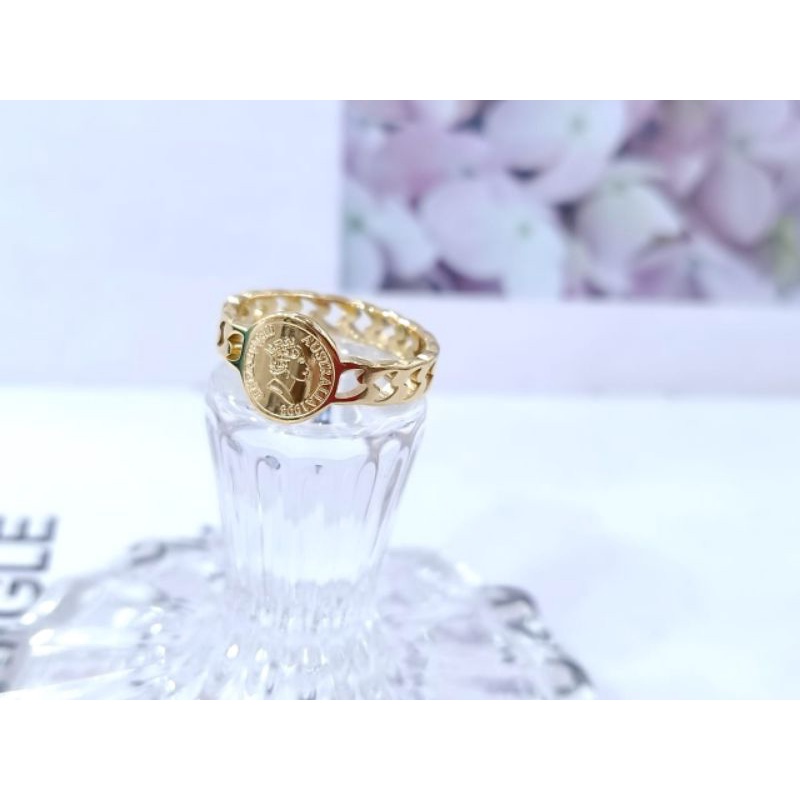 Cincin Sisik Naga Koin Elisabet Titanium Asli Antikarat