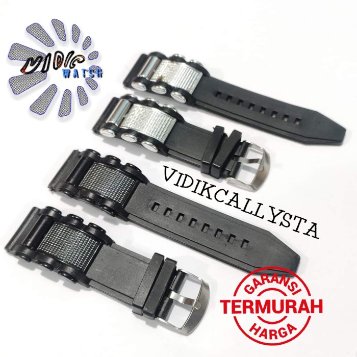 Tali karet Jam Tangan 24mm 24 MM Rubber Strap Fashion Hitam Bagus WH57