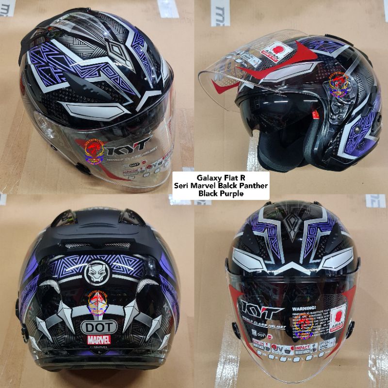 HELM KYT GALAXY FLAT R SERI MARVEL BLACK PANTHER PURPLE ORIGINAL