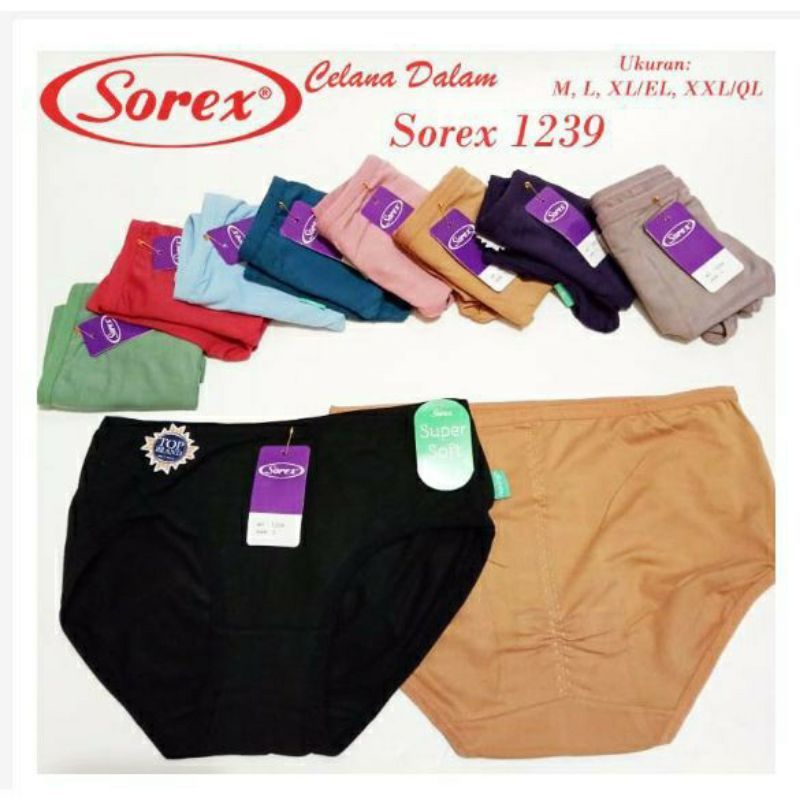 CELANA DALAM WANITA SOREX (ORIGINAL) ART 1239.MODEL MIDI PANTY SIZE : M - QL HARGA 1PCS