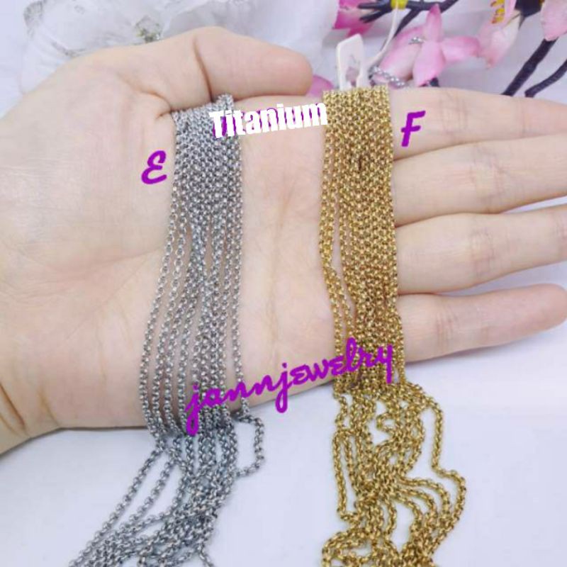 kalung titanium import uk 45cm-60cm lapis mas putih [KP-1]