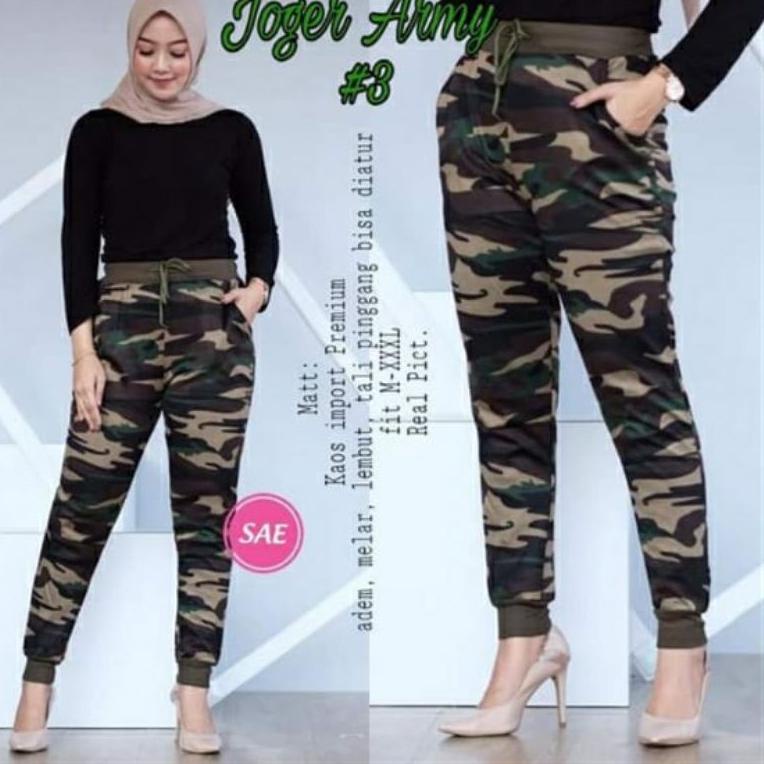 "Ngi31au22q" JP_Celana senam Joker army panjang wanita..bahan import