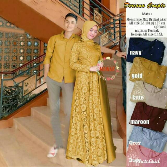 Deriana Couple Baju Pesta Kondangan Muslim Gamis Modern / Couple Muslim