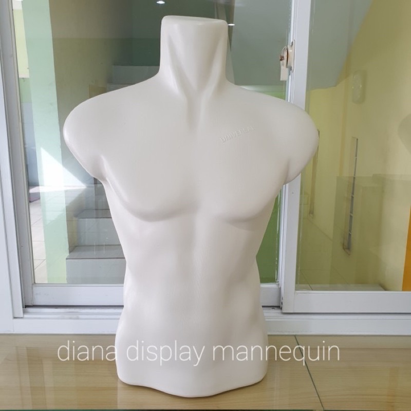 PATUNG MANEKIN BAJU PRIA DEWASA OTOT SETENGAH BADAN BENING BUTEK DAN HITAM