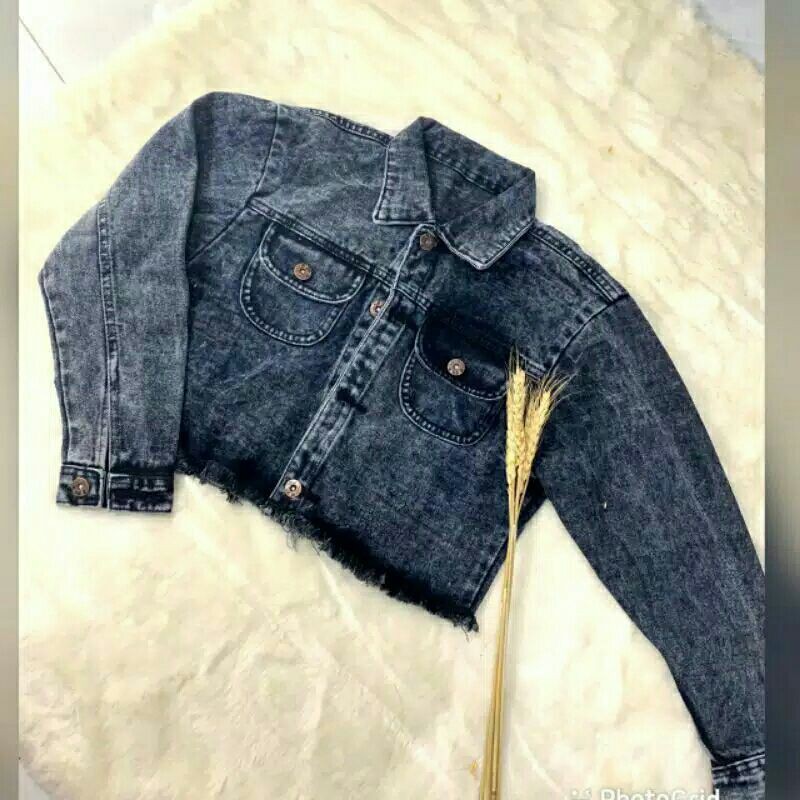 JAKET JEANS RAWIS CROPED SNOW JACKET WANITA // Nirina Acid Crop Jaket