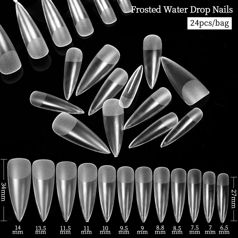 24 Pcs Kuku Palsu Full Coverage Transparan Untuk Manicure