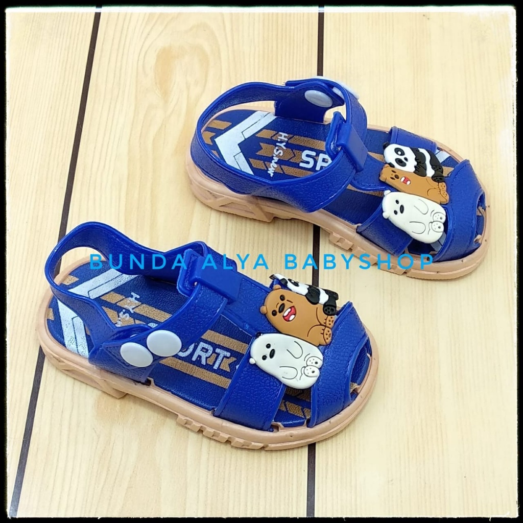 Sendal Anak Laki  Usia 6 Bulan 1 2 3 Tahun BIRU Kartun Karet Lentur - Sandal Anak Cowok Elastis Karet Anti Licin