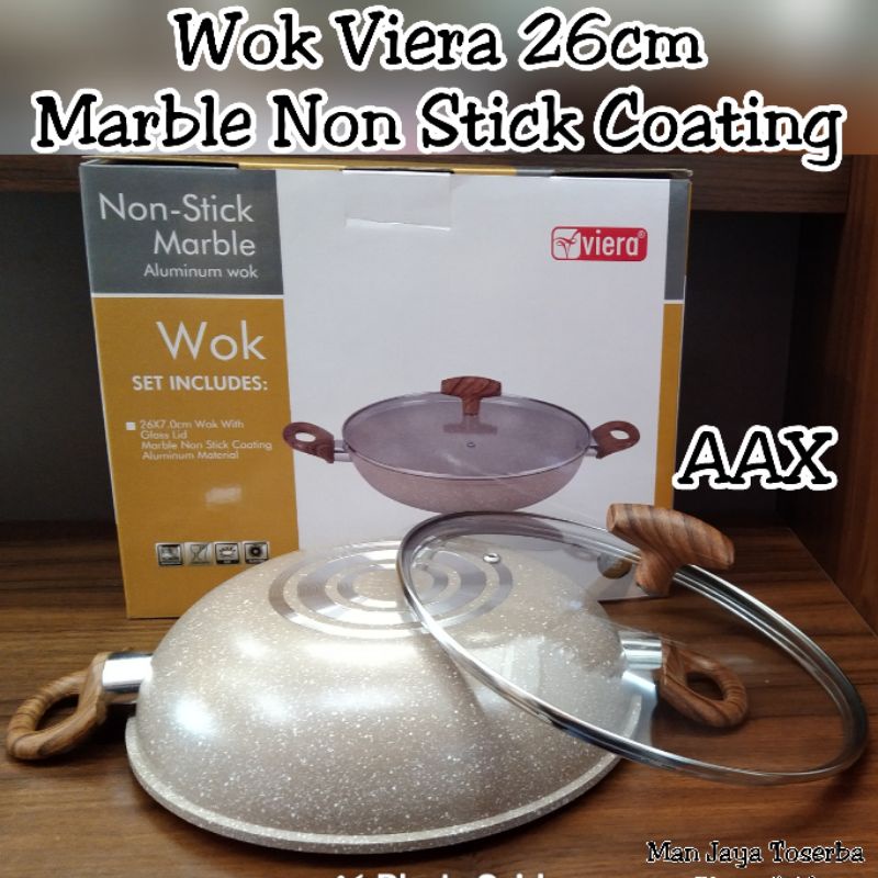 wok viera marble + tutup kaca 26cm