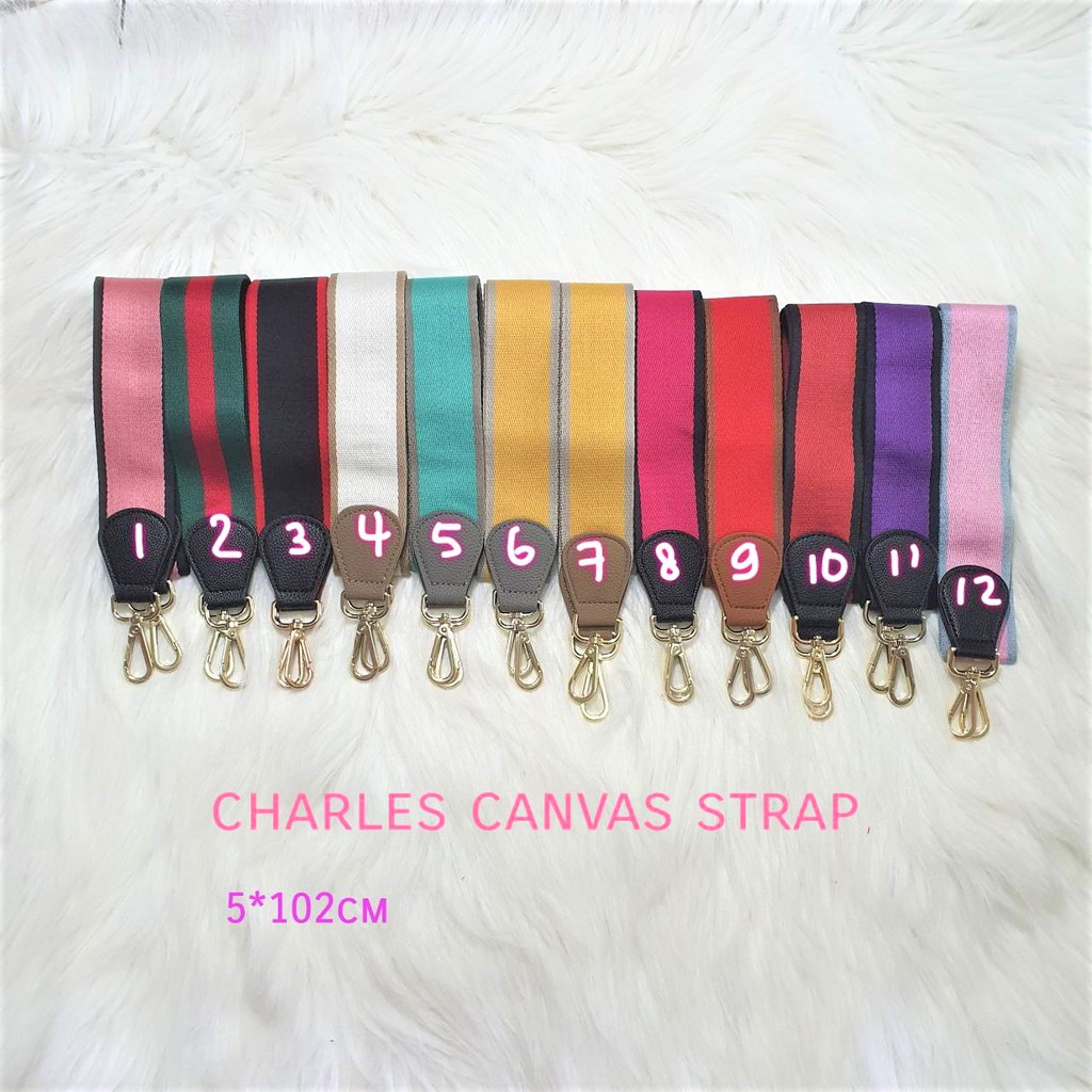 Bagstrap canvas garis polos tali tas panjang selempang strap tas 102 115 cm charles