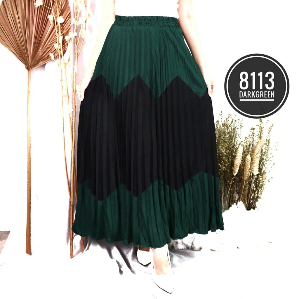 ROK PLISKET PAYUNG KOMBINASI 8113 PLEATS SKIRT WANITA KOMBINASI WARNA TERMURAH