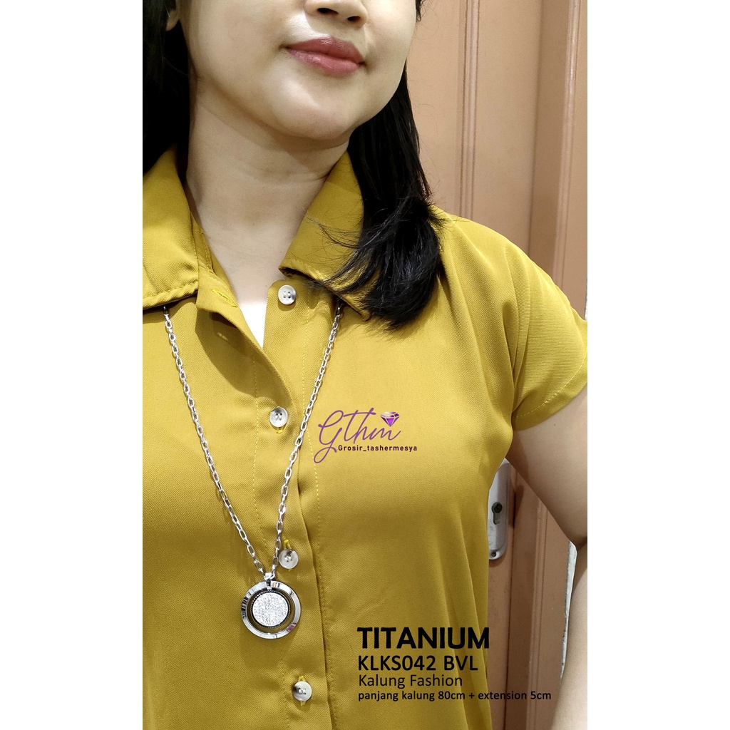 Kalung Titanium Panjang Cocok untuk hijab Stainless Steel Anti Karat Perhiasan Import Kualitas Premium klks042 gthm