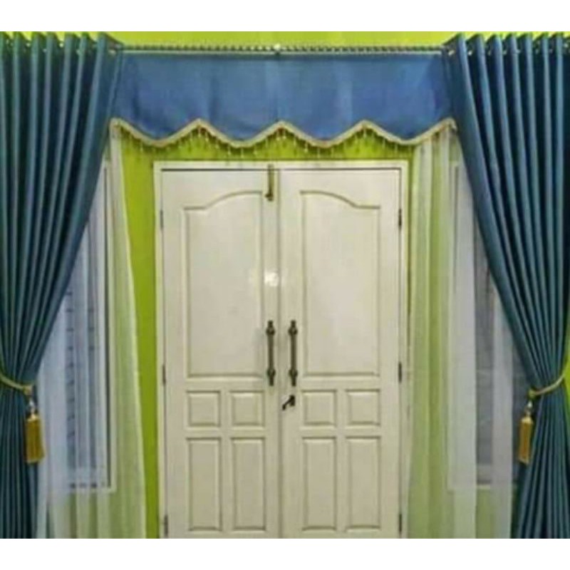 Gorden satu set gorden ruang utama smokring poni lurus minimalis gorden mewah poni minimalis