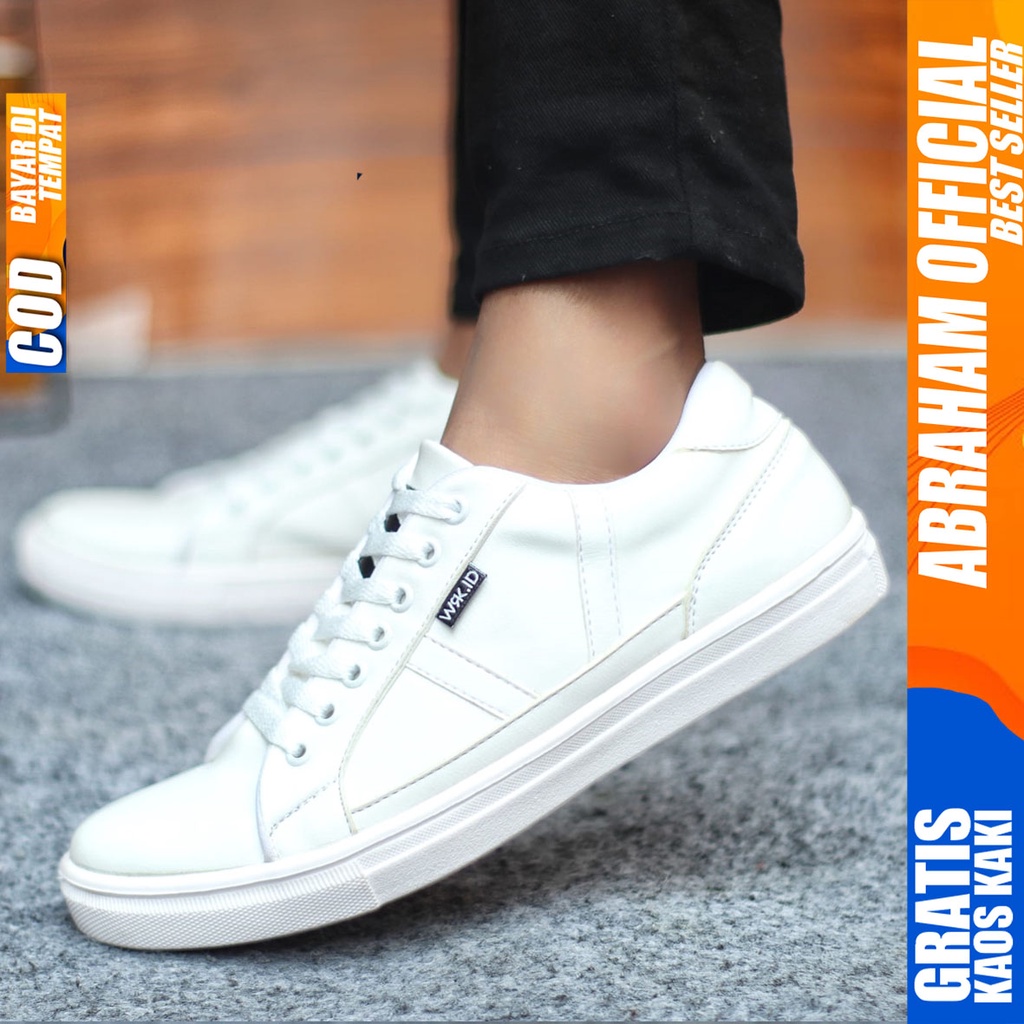 Sepatu Sneakers Pria Sepatu Casual Pria Kulit Pu Sepatu Kerja Kuliah Kondangan Sepatu Hitam Pria GUMO ABRAHAM