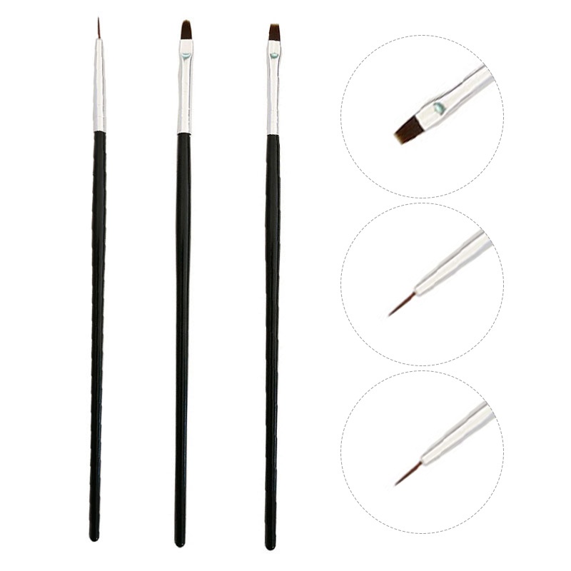 3pcs / Set Brush Nail Art UV Gel Akrilik Kepala Ganda