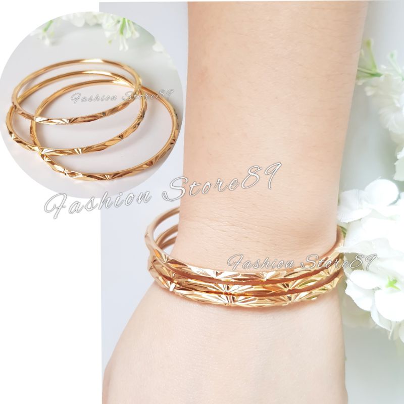 Gelang bangle xuping gelang keroncong set gelang set 3 lapis emas xuping