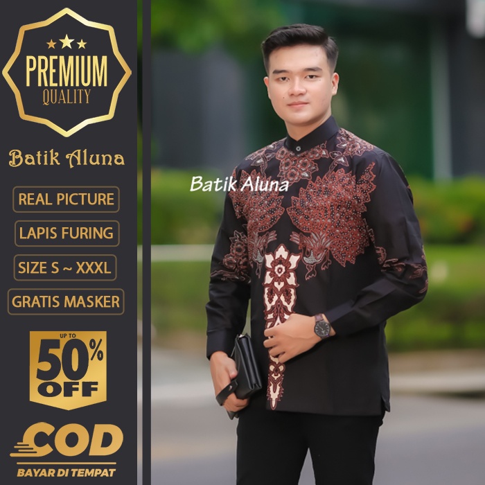 BAJU KOKO BATIK PRIA LENGAN PANJANG MEWAH PREMIUM ALUNA PRABUSENO SHANGHAI KERIS KEMEJA BATIK ACARA 