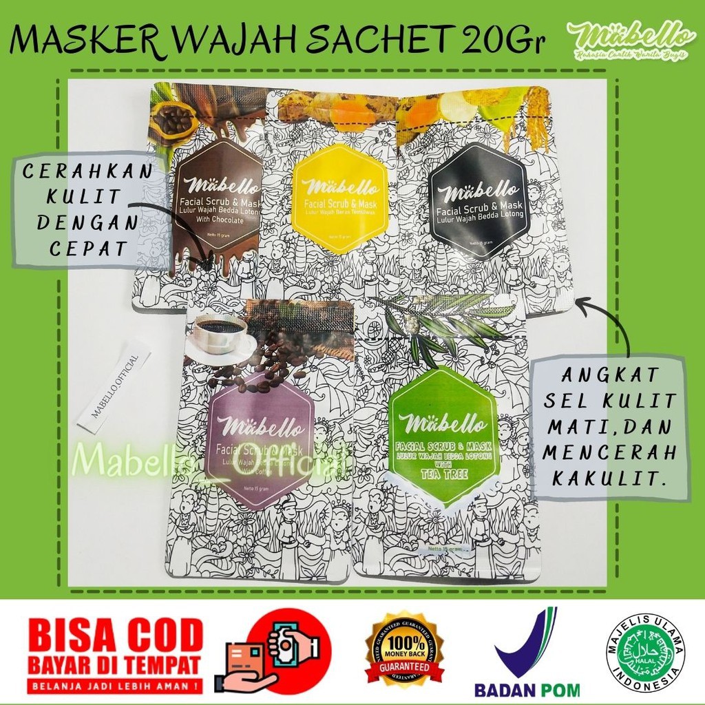 Mabello Masker Muka Wajah Bpom Organik Lulur Rempah Murah Pria Dan Wanita Pemutih Badan Murah Masker