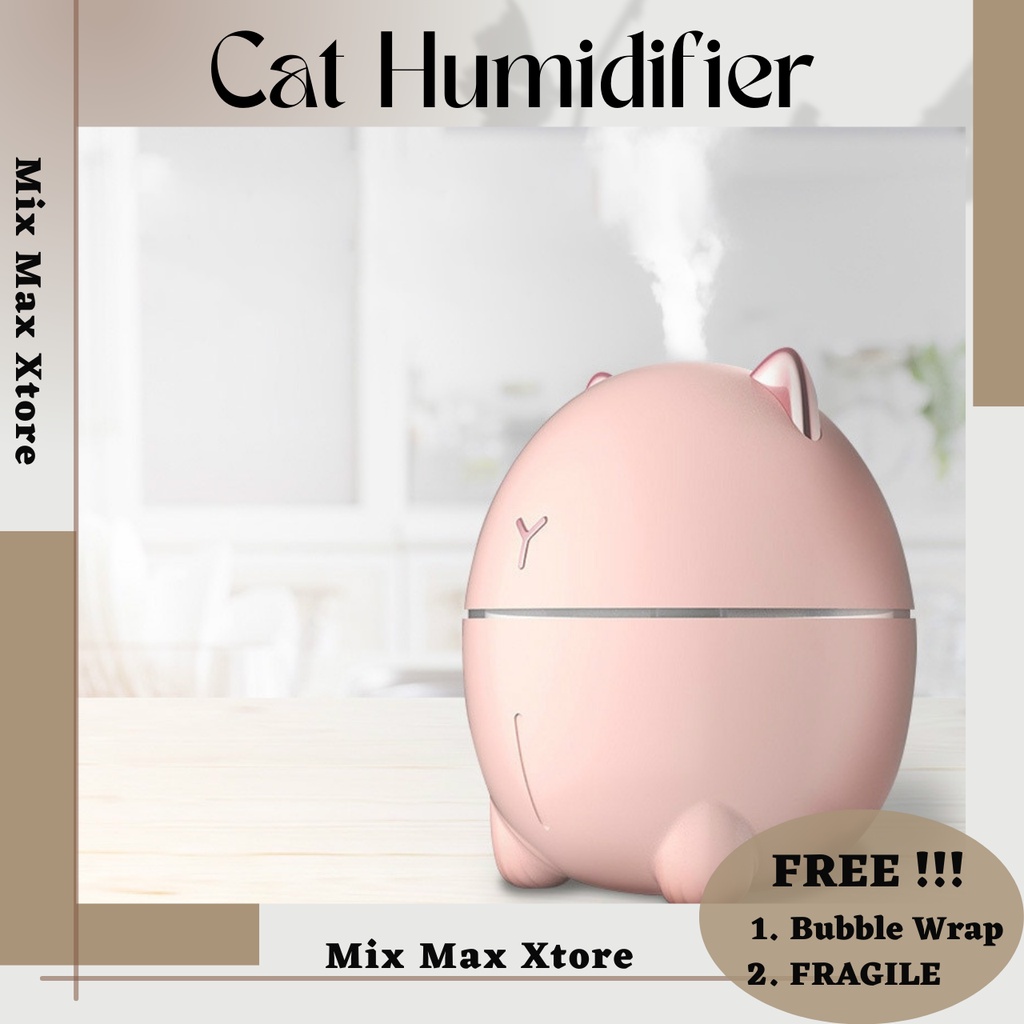 Taffware Humidifier Diffuser Aromaterapi Dudu Cat 200ml Ultrasonic Air Night Light (HUMI DDM-1) - White