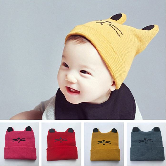 PGT - Topi Kupluk Rajut Bayi Telinga Kucing /Topi Rajut Unisex Kupluk Keren