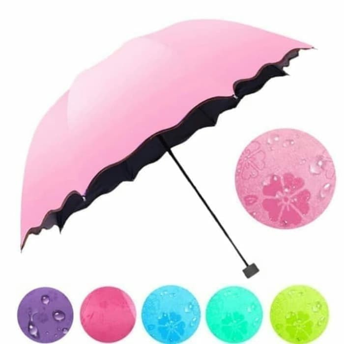 Payung Mini Lipat Hujan 3D Motif ajaib Magic Umbrella Anti UV Muncul Motif Ketika Basah Terkena air