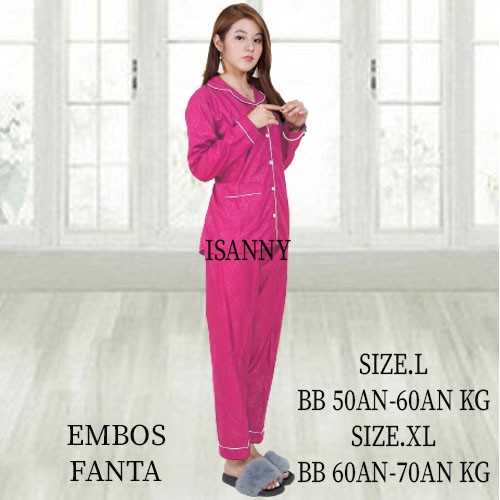 ISANNY PIYAMA SET PP SIZE.L/SATEN EMBOS PP/BAJU TIDUR/READY STOK/REAL PICT