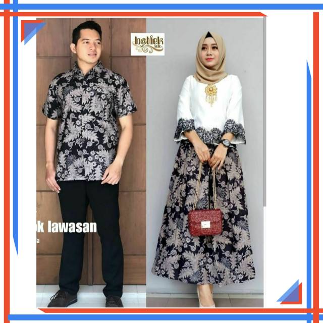 gamis batik couple abu