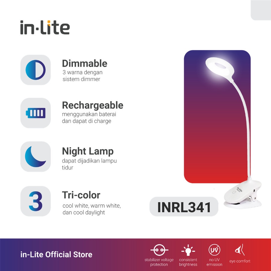 Inlite Lampu Meja Dimmable INRL341 - Putih