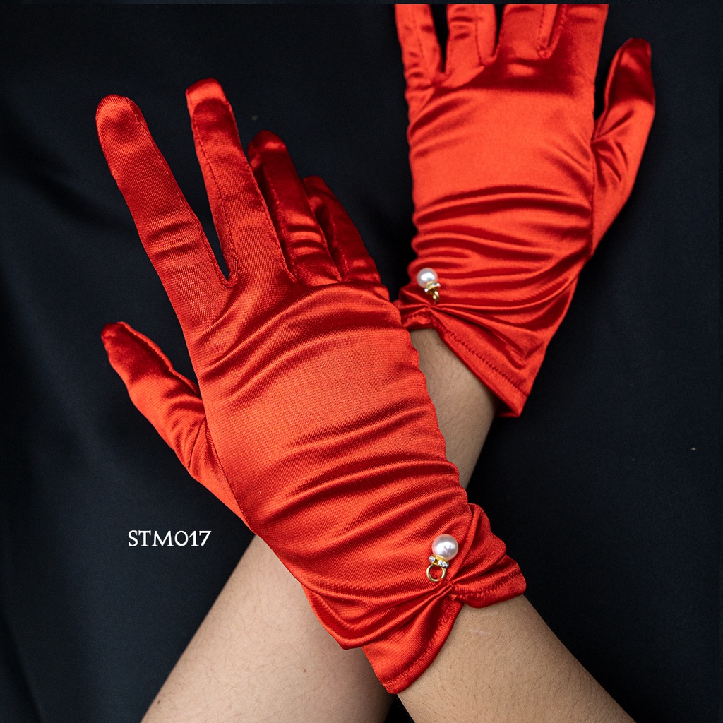 [SIAP KIRIM] SARUNG TANGAN PENGANTIN WEDDING GLOVES AKSESORIS WANITA MERAH STM017