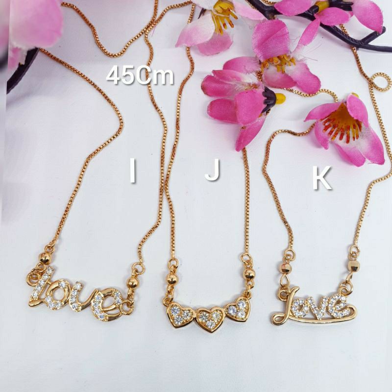 Kalung love koye dewasa lapis emas uk45cm ♡GEISHA♡