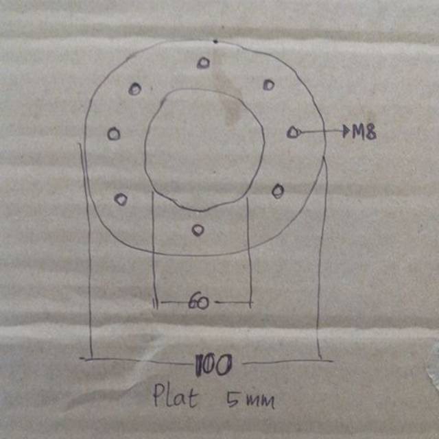 Besi plat bulat 5 custom + 9 lubang