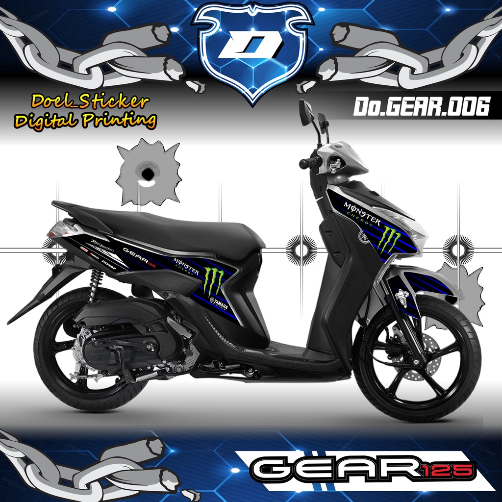 STICKER STRIPING YAMAHA GEAR 125 - STRIPING HOLOGRAM MOTOR YAMAHA GEAR 125 LIST VARIASI MONSTER ENERGY 006