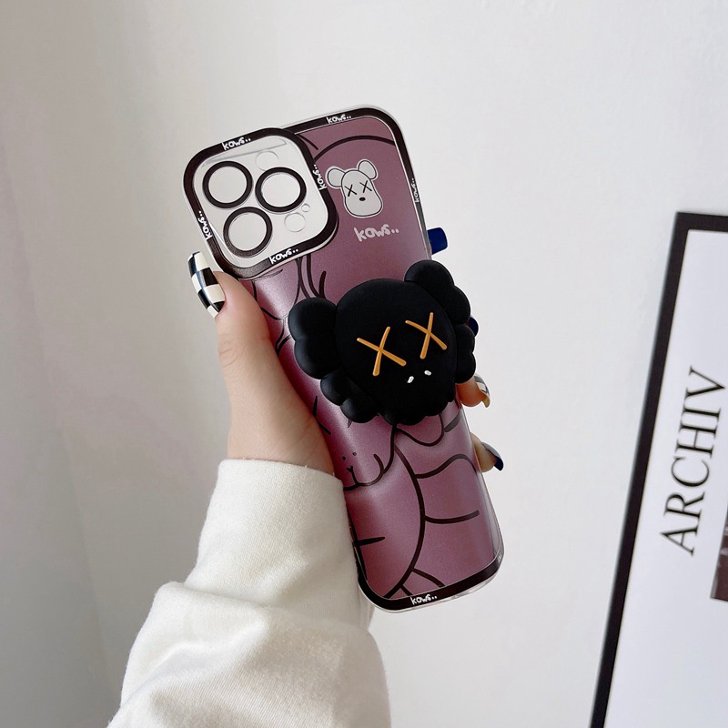 Cool！Violent Bear Popsocket Soft Case iP iPhone 11 12 13 Pro Max 6 6S 7 8 + Plus X XR SE 2020 XS Max Casing