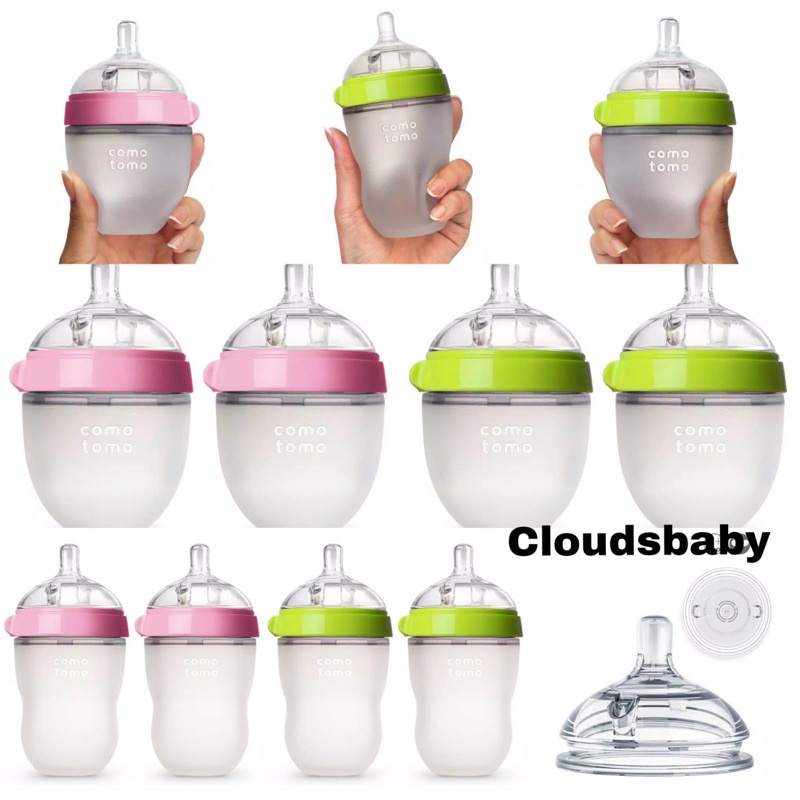 Comotomo Single Twin Pack 150 ml 250 ml Pink Hijau Botol Susu Nipple  ORIGINAL