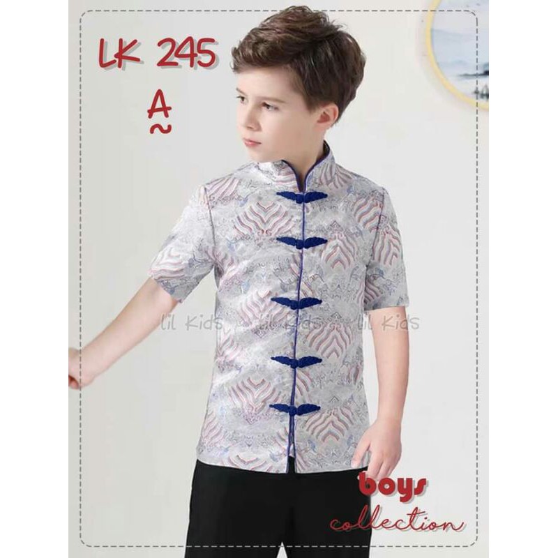 LK245 BAJU IMLEK COWOK  (KEMEJA PRINT  + CELANA KATUN)